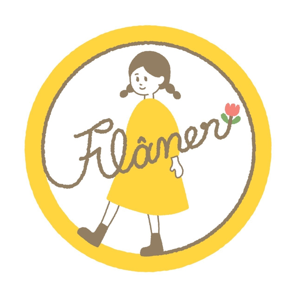 Flaner logo: Girl walking in an orange circle